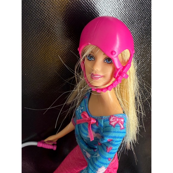 Barbie Doll with Bicycle, Helmet and Basket of Flowers, Pink Bike - Picture 1 of 8